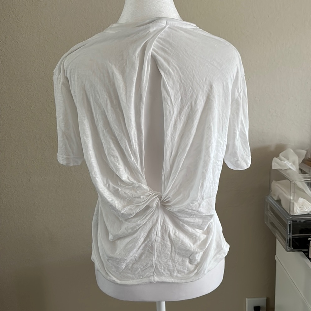 Stateside X Anthropologie open twist back white tee  - worn once XS